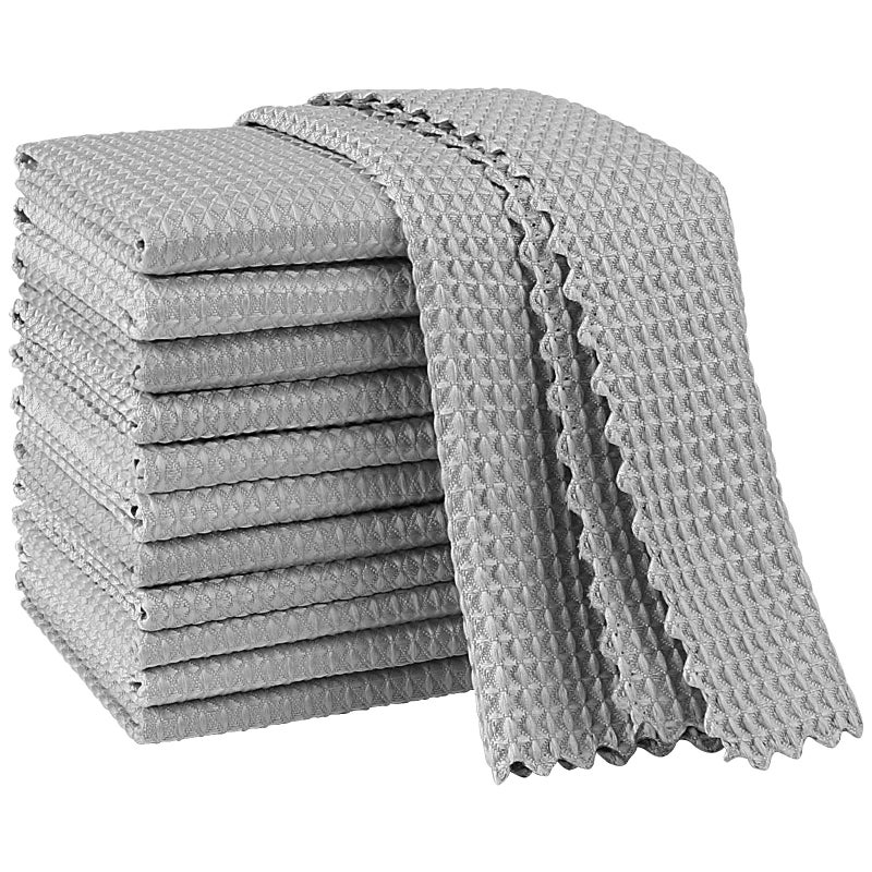 AIDEA Microfiber Cleaning Cloth for Glass 12PK  Grey  Lint Free Cloth Polishing Cleaning Rags  Window Wipes  Barista Coffee Towel  Microfiber Towels for Car Detailing  Stainless Steel  11?11"" - Image 1
